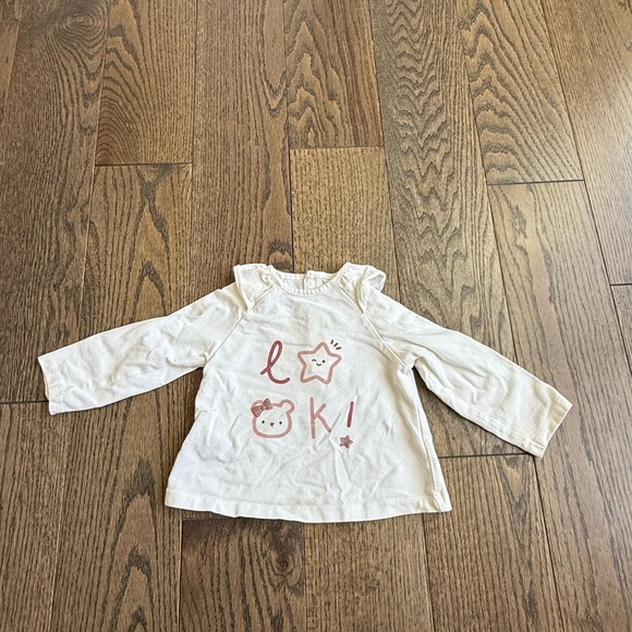 Mayoral Cream Long Sleeve Tee with Pink Print 6-9 months baby European designer - Picture 1 of 4